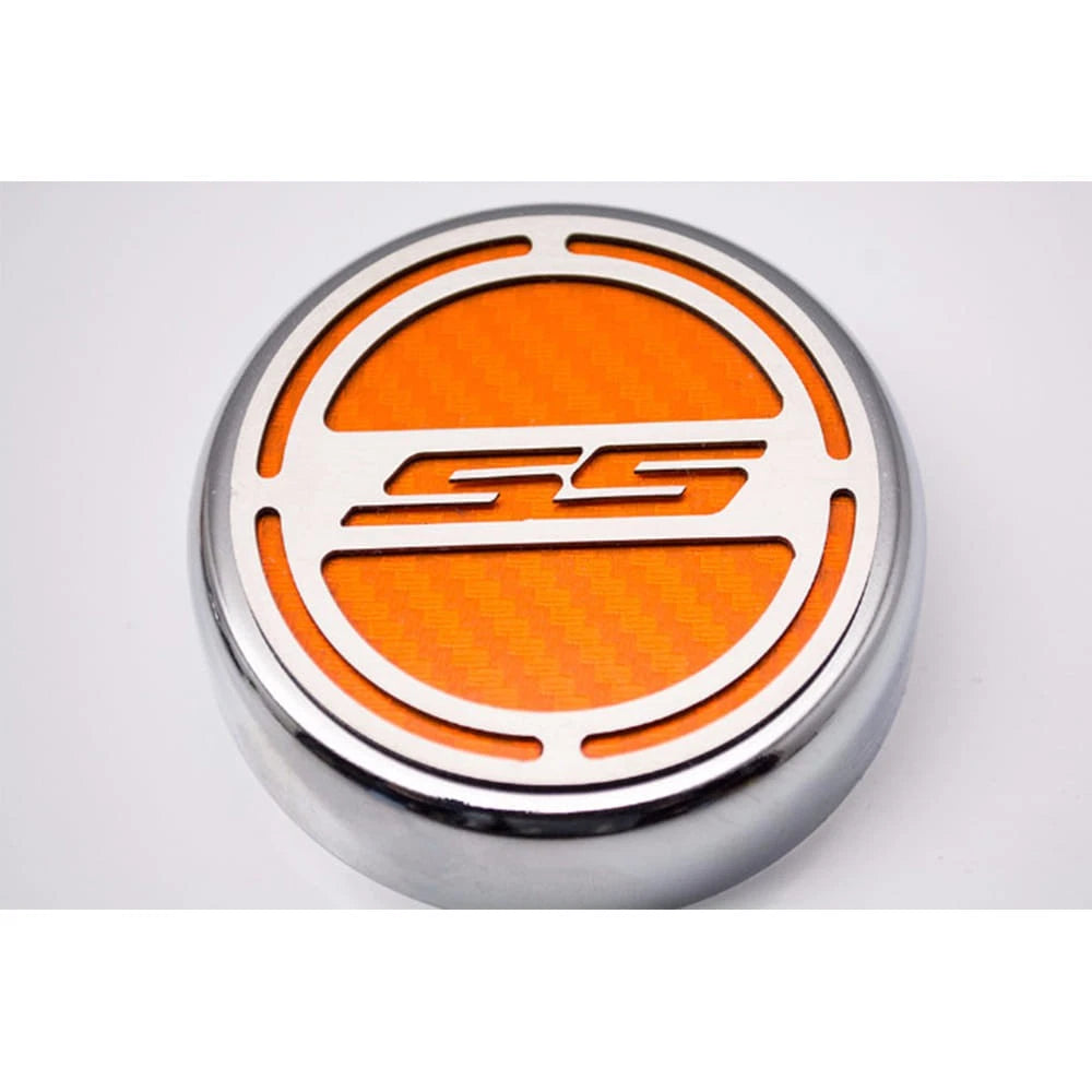 Chrome Cap Covers with Yellow Carbon Fiber SS Inlay for 2010–2015 Camaro