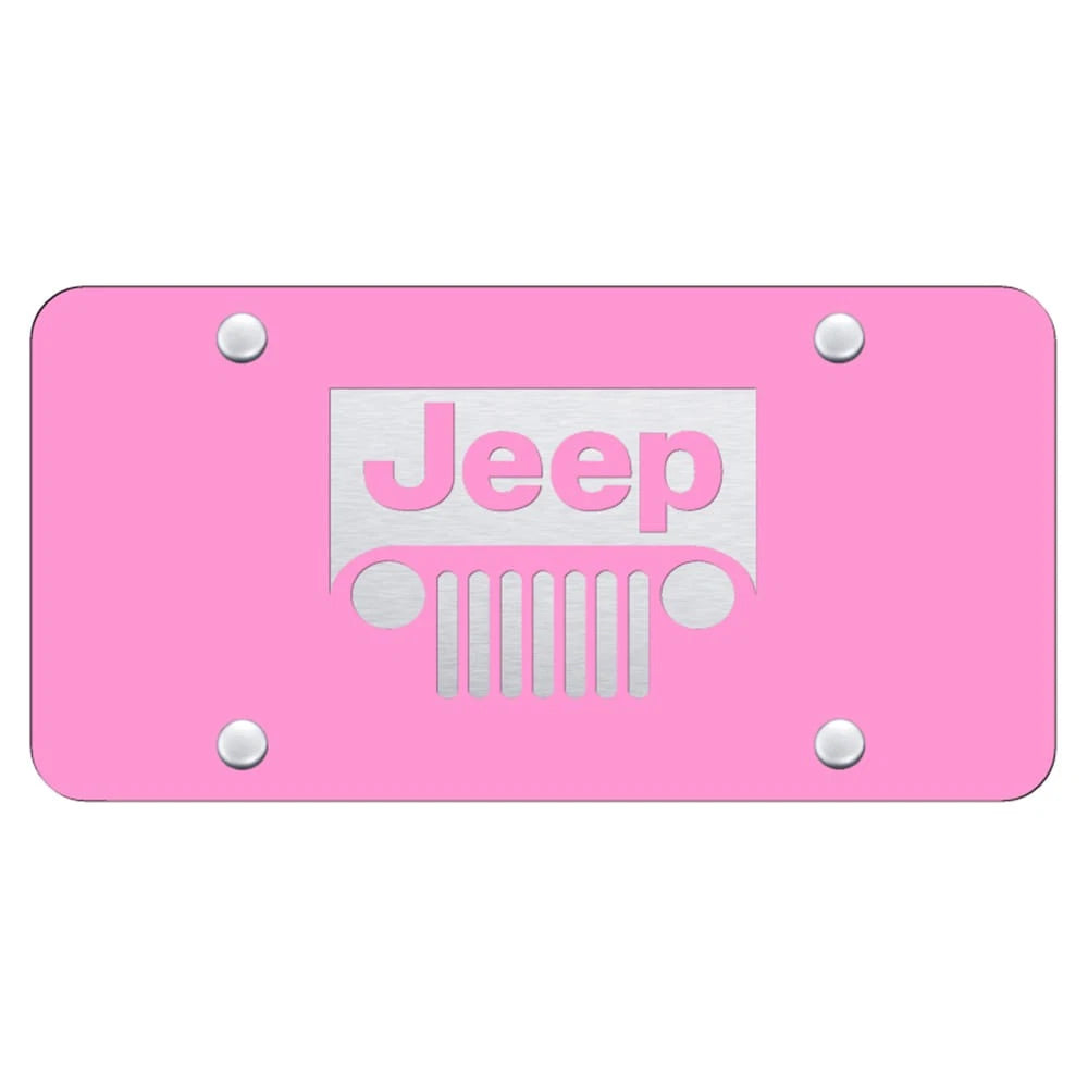 Grille Laser Etched on Pink License Plate - Officially Licensed for Jeep