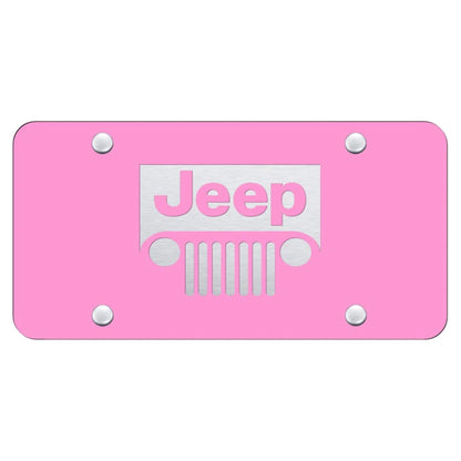 Grille Laser Etched on Pink License Plate - Officially Licensed for Jeep