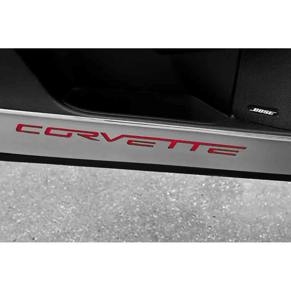 Laser Cut Door Guards with Purple C Fiber Vinyl Corvette Inlay for 05-13 Corvette
