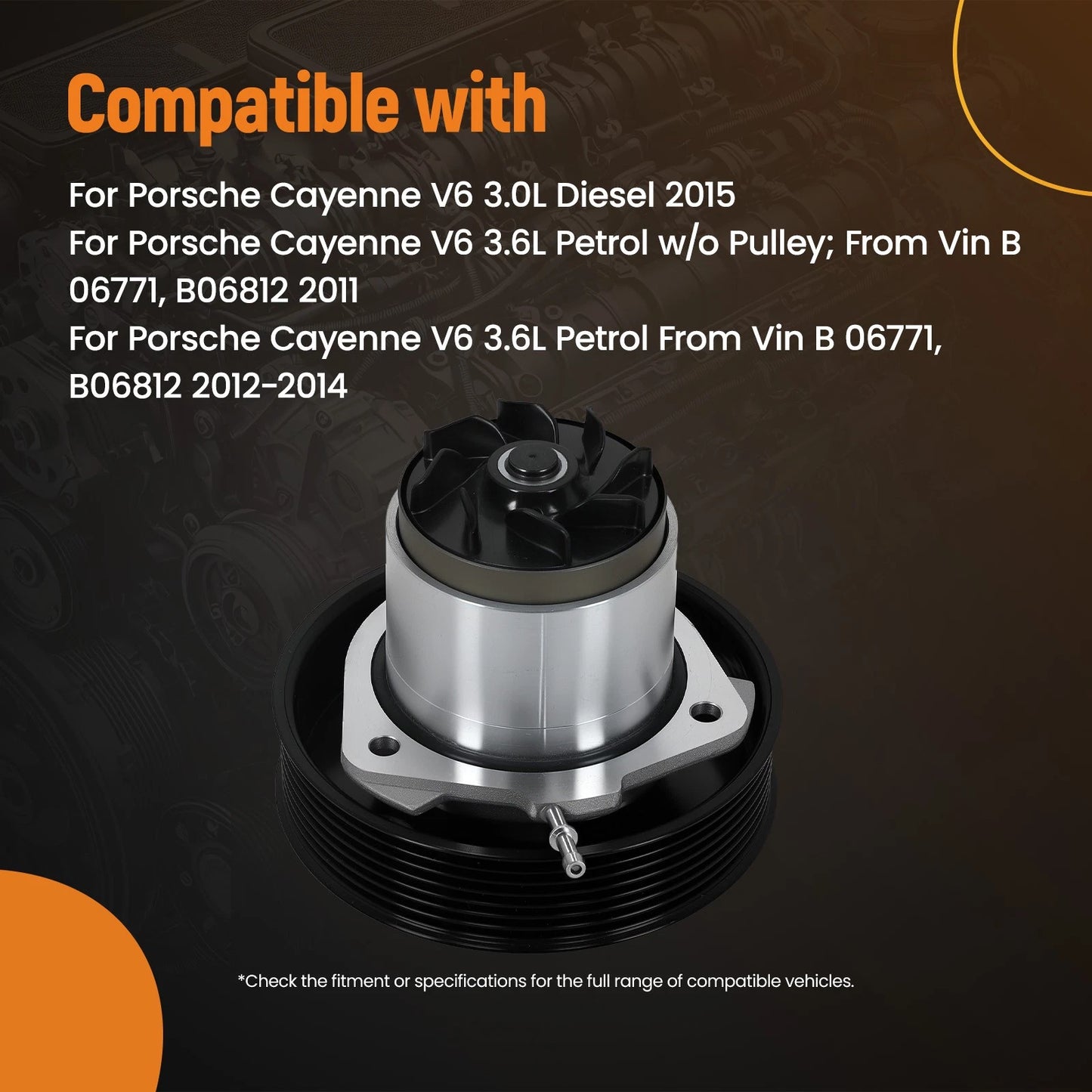 Coolant Water Pump for Porsche Cayenne Volkswagen Touareg (2011–2017)