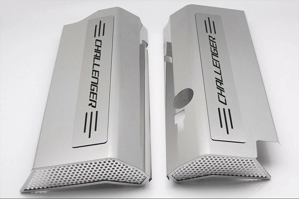 Fuel Rail Covers w/Black Solid Vinyl Challenger Inlay for 08-11 SRT8 w/AM Intake