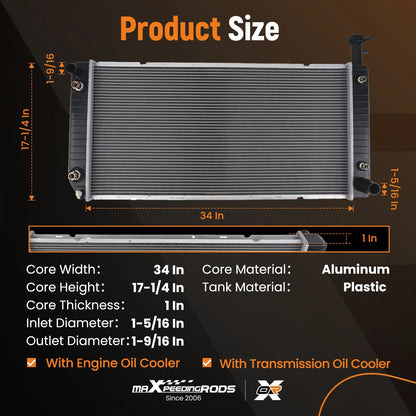Aluminum Radiator Unit for Chevrolet Express Savana 2500-4500 (2004–2018)