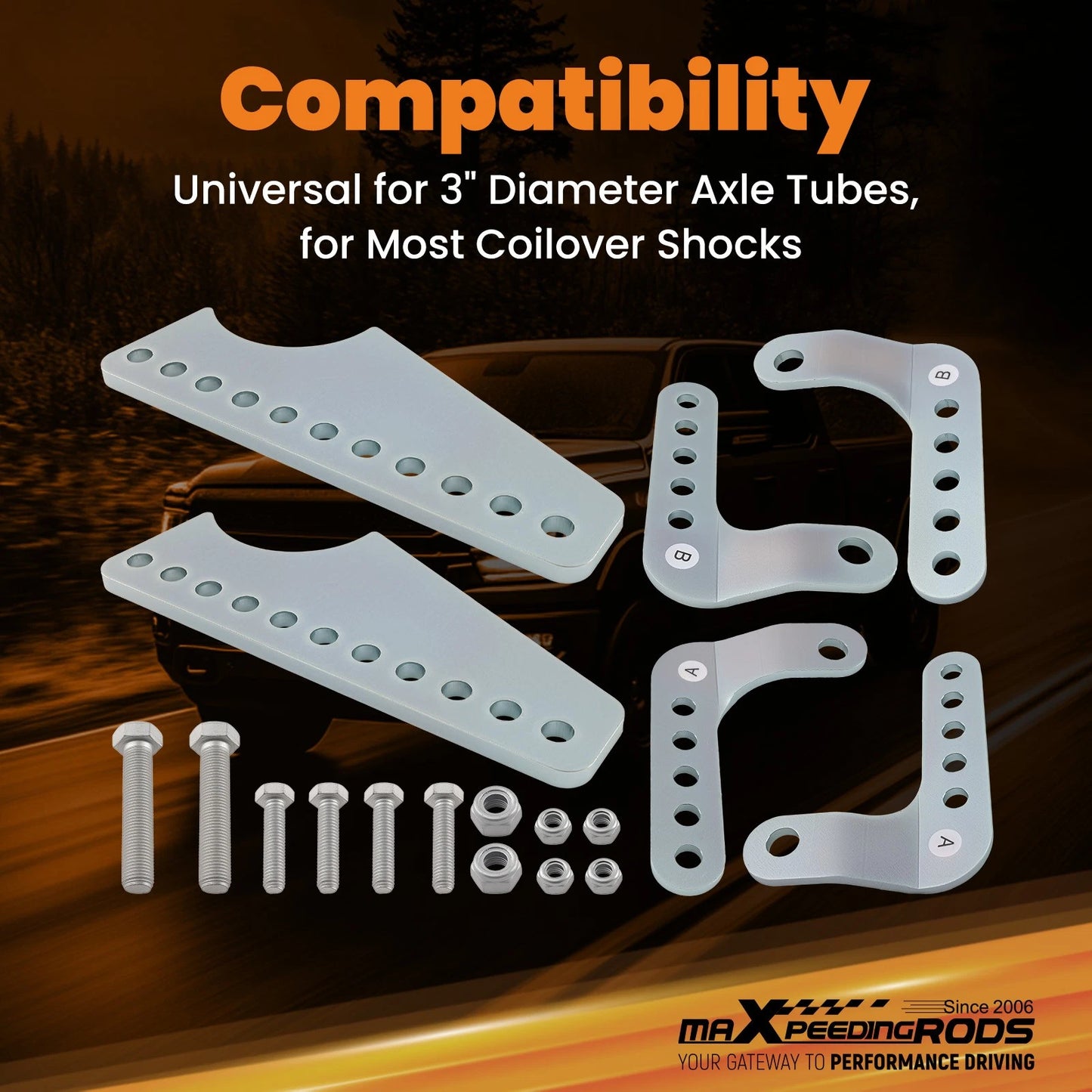 Adjustable Lower Coil Over Shock Mount Kit for 3" Axle Tubes Universal (2000–2005)
