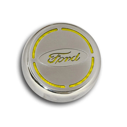 Chrome Cap Covers with Yellow Carbon Fiber Center for Ford Mustang (2015–2016)
