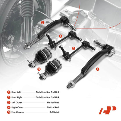 6X Sway Bar End Link & Tie Rod End for Chevy Trailblazer (2002–2009)