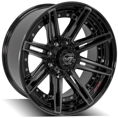 22 Inch Gloss Black Wheel with Brushed Face for Ford F-350 (1999–2023)