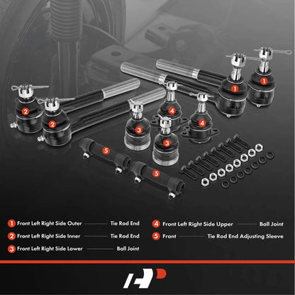 10x Front Ball Joints & Tie Rod Ends for Chevrolet C1500 Tahoe (1995–2000)