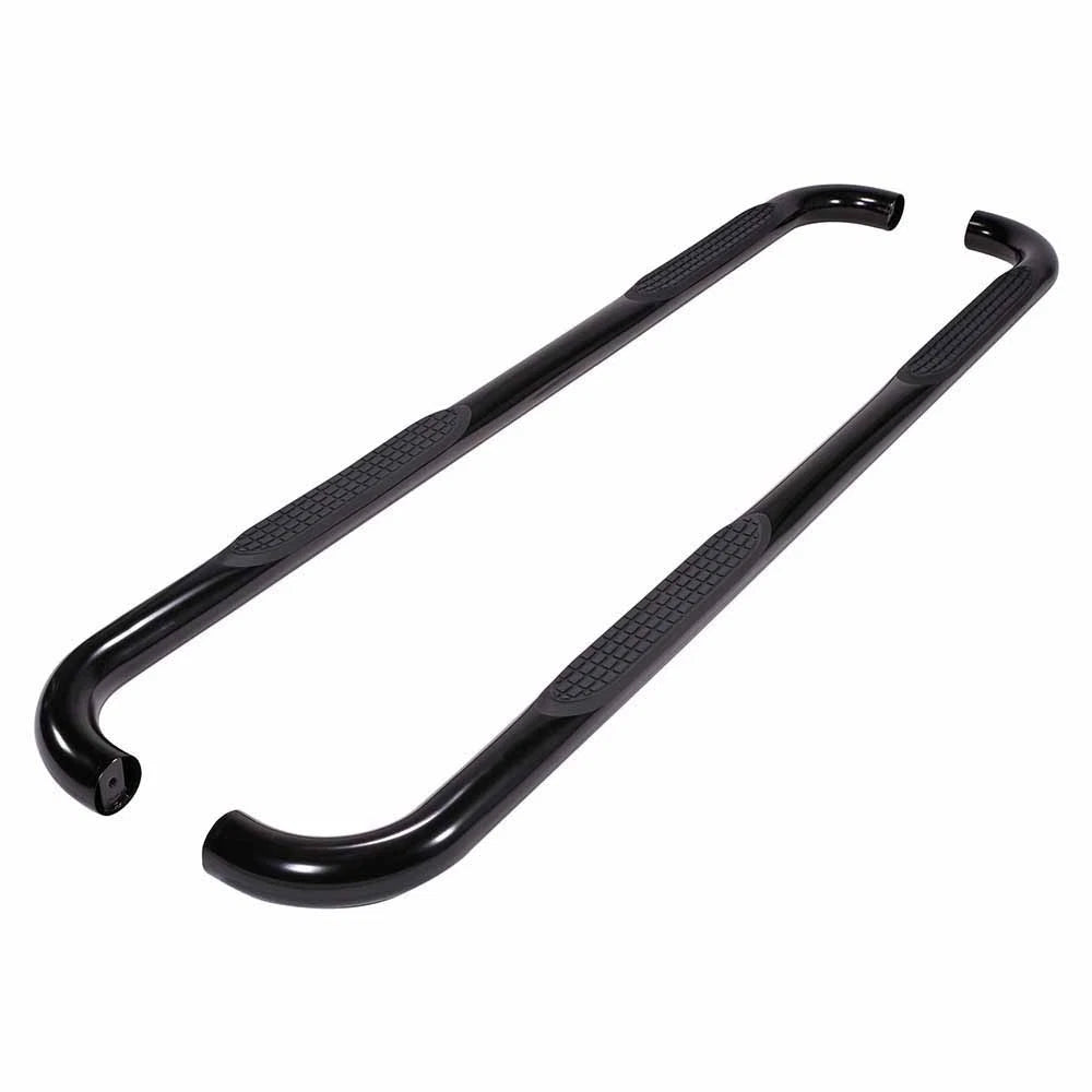 Black 3in 90 Deg Round Bent w/Pads Step Nerf Bar for 2019 Ram 1500 Extended Cab
