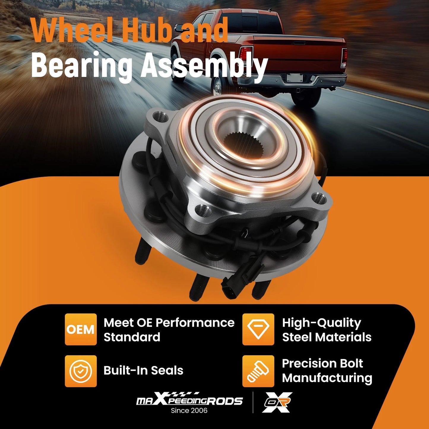 Front Wheel Bearing Assembly for Ram 2500/3500 (2011–2011) 4WD ABS Sensor