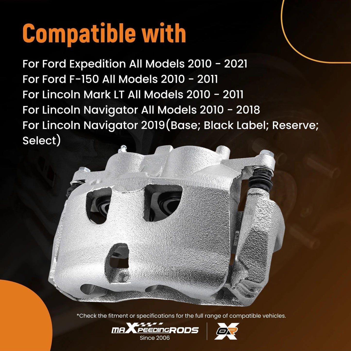 Brake Caliper Front LH with Bracket for Ford Expedition F-150 Lincoln (2018–2023)