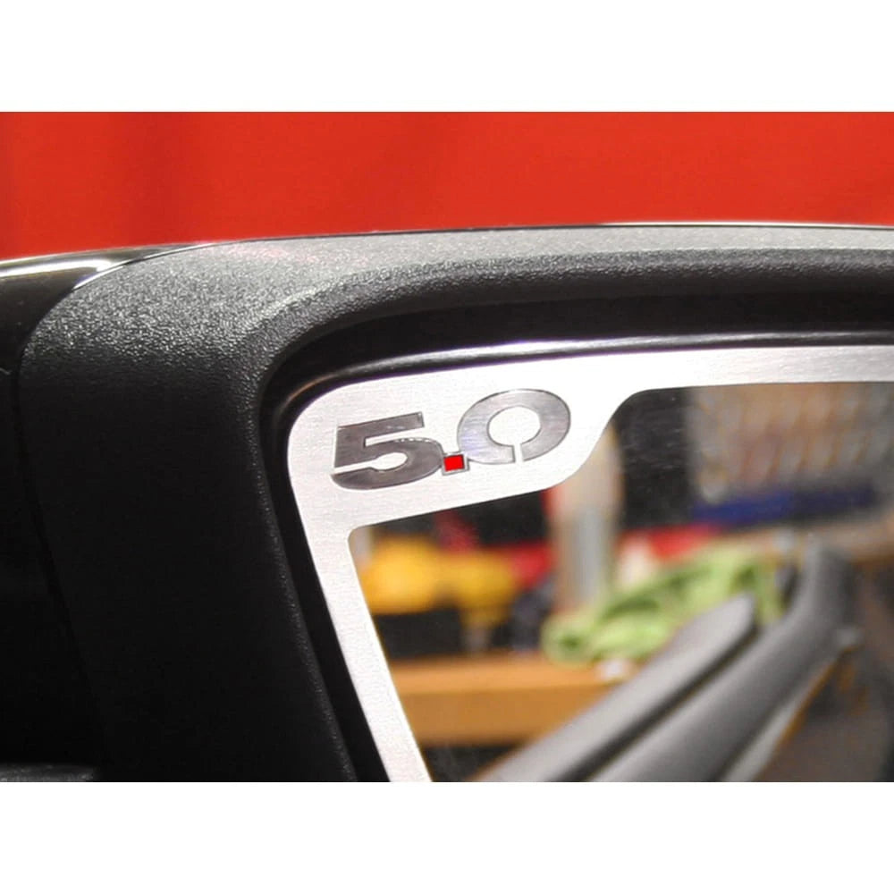 Brushed Stainless Steel Side Mirror Trim with 5.0 for 2011–2013 Ford Mustang GT