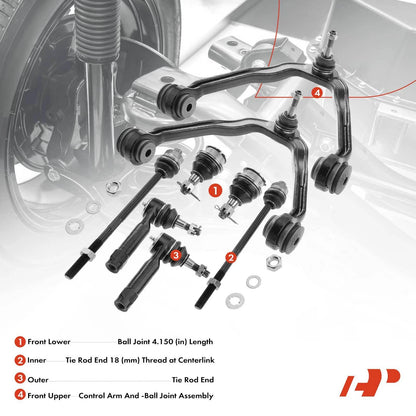 6x Front Ball Joint & Tie Rod End for Chevy Equinox Pontiac Torrent (2005–2009)
