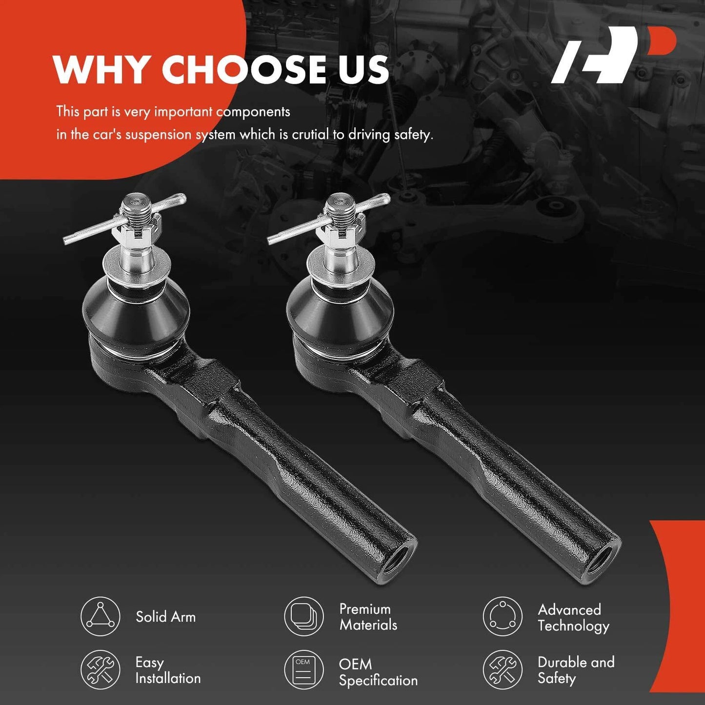 2X Front Outer Tie Rod End for Chevy Malibu (1997–2003) Buick Terraza (2005–2007)