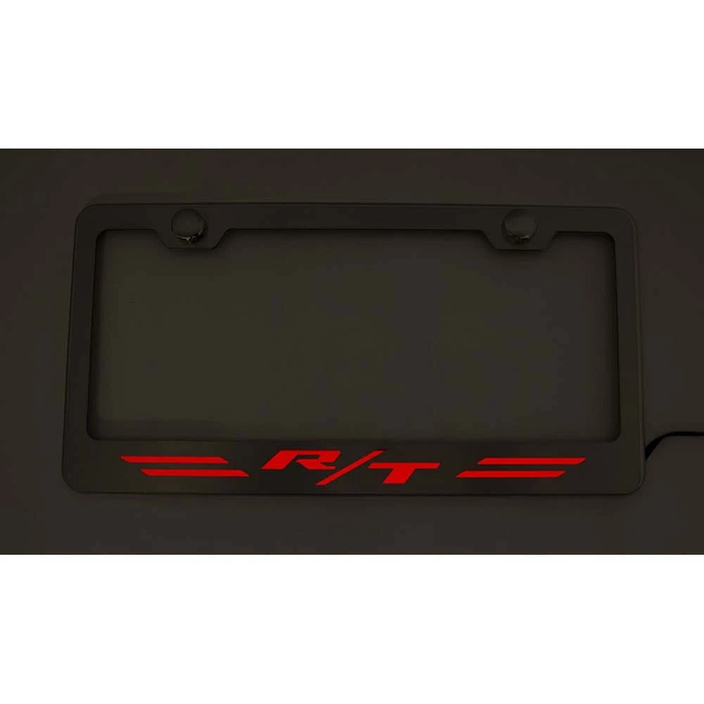 Brushed Steel License Plate Frame with Red LED for Dodge Challenger Charger (2008–2023)