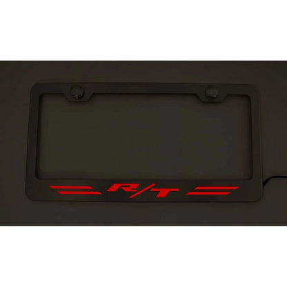 Brushed Steel License Plate Frame with Red LED for Dodge Challenger Charger (2008–2023)