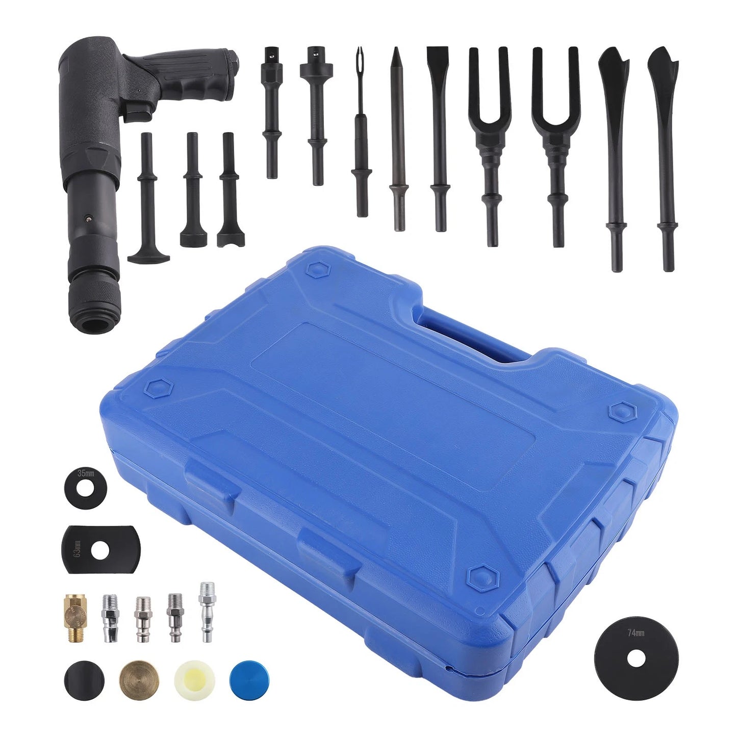 Air Hammer Kit for Heavy Duty 90 PSI Pneumatic Tool Set for 19PCS Chrome Steel with Case (19PCS)
