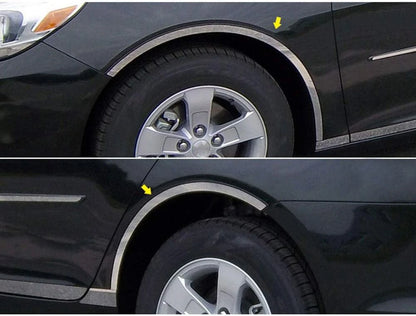 LuxuryFX Chrome 1' Fender Trim w/Gasket Cut To Rocker for 2013-2015 Chevy Malibu