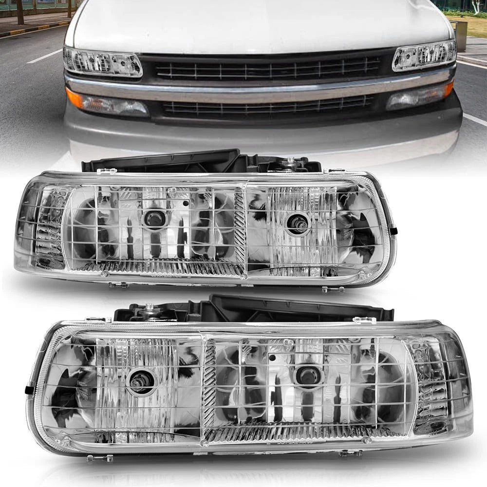 Chrome Clear Lens Crystal Headlight Set for 2000-2006 Chevrolet Suburban 1500