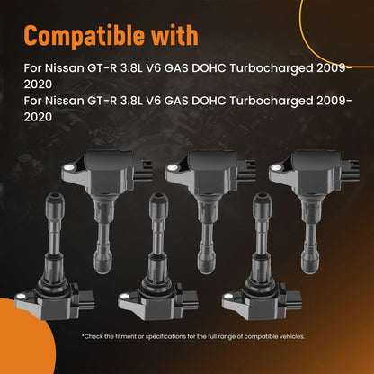 6 Ignition Coils Set for Nissan GT-R R35 (2009–2020)