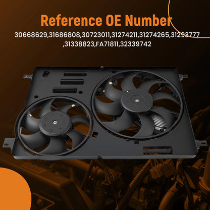 Dual Cooling Fan Assembly for Volvo S60 S80 V60 V70 XC60 XC70 (2011–2019)