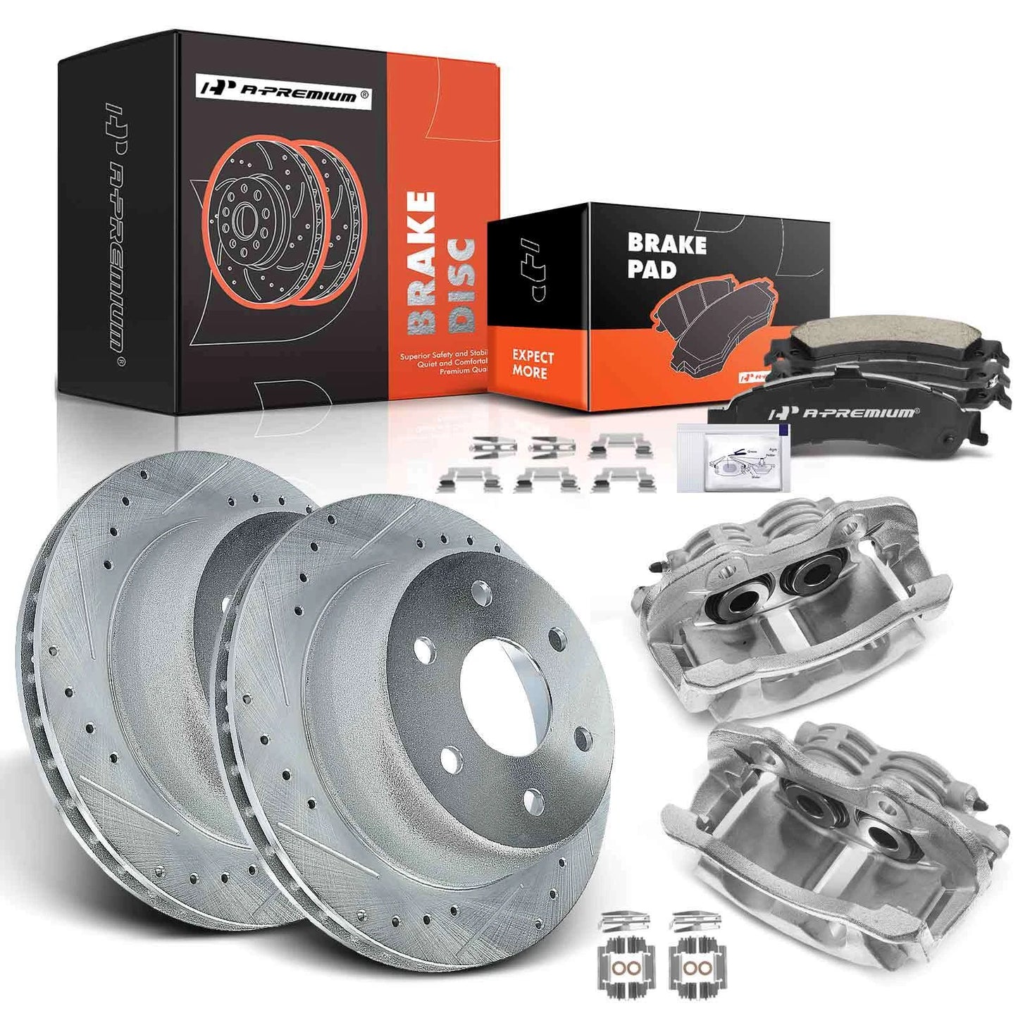 8x Rear Disc Brake Rotor, Pad & Caliper for Chevy Silverado GMC Sierra 