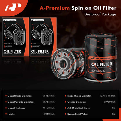 2X Engine Oil Filter for Chevy Malibu (2006–2010) Impala (2006–2011)
