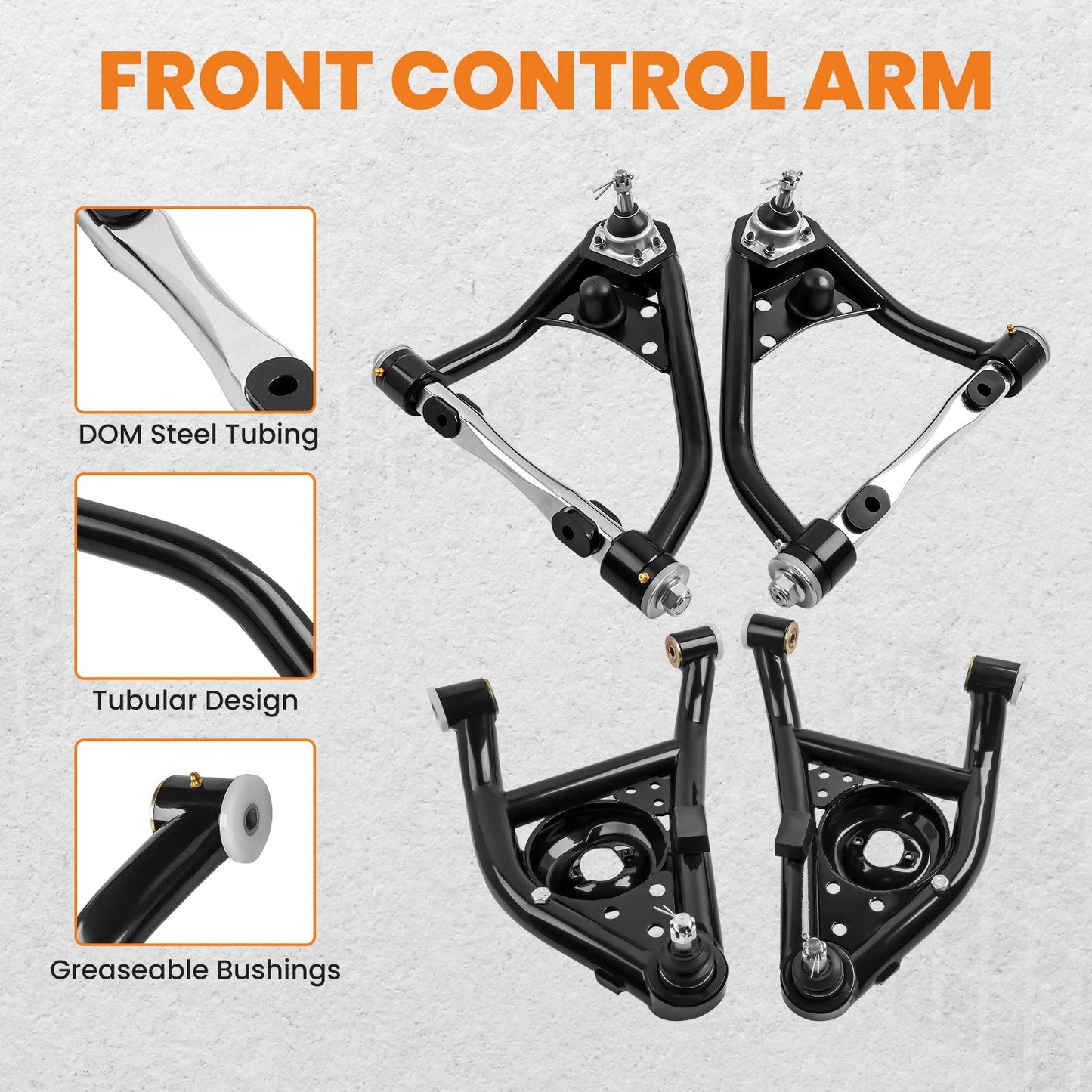 Front Tubular Control Arms Set for Chevrolet Camaro & Nova (1967–1974)
