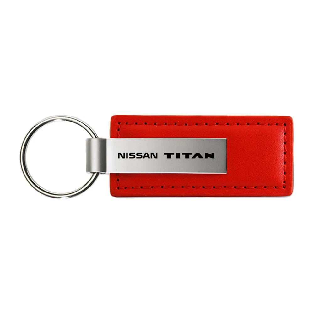 Red Leather Keychain KC1542.TIT - Officially Licensed for Nissan Titan