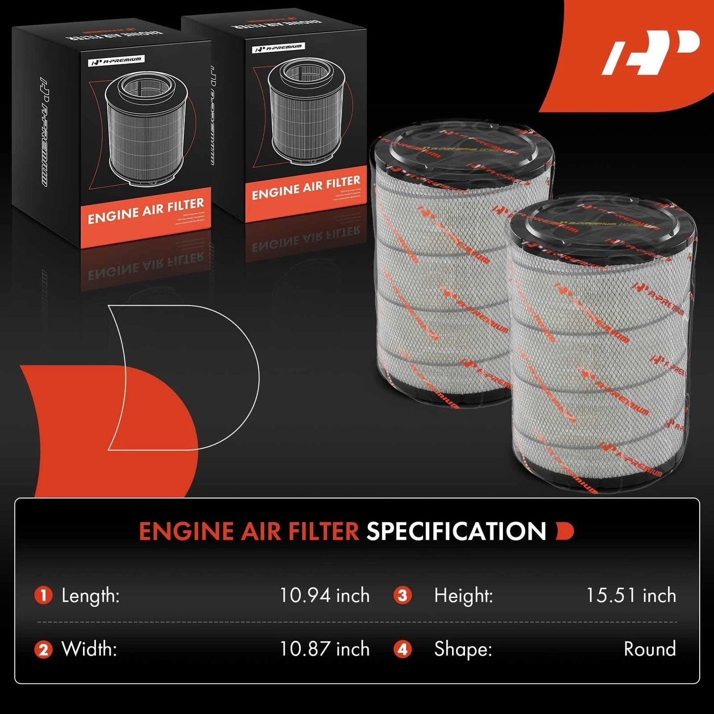 2X Engine Air Filter for Chevy T8500, GMC T7500, Ford (1998–2009)