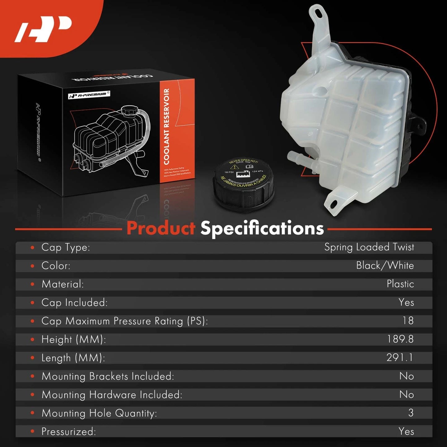 Coolant Reservoir with Cap for Buick Lucerne Cadillac DTS (2006–2011)