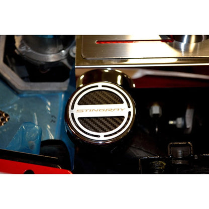 Chrome Cap Covers with Yellow CF Inlay for Chevrolet Corvette Z06 (2014–2019)