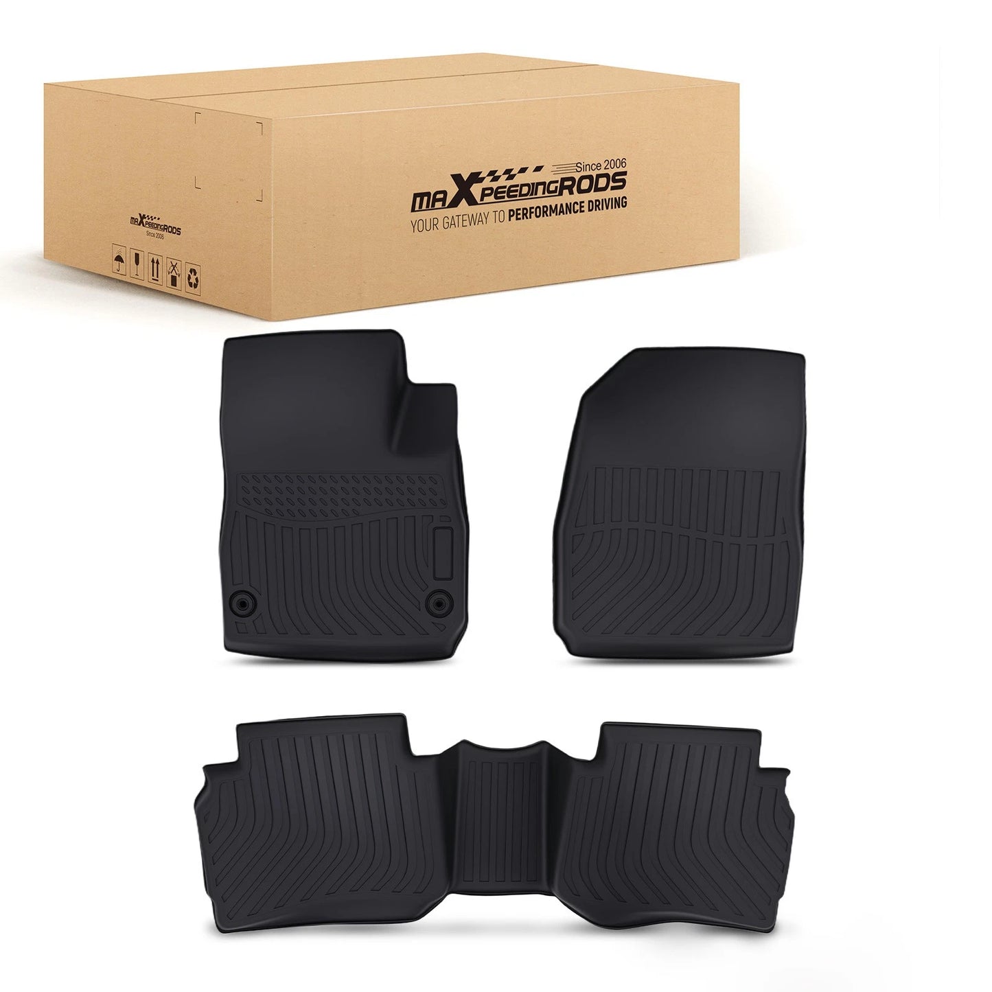 Black TPE Rubber Anti-Slip Floor Mats Set for Chevrolet Malibu (2016–2023)