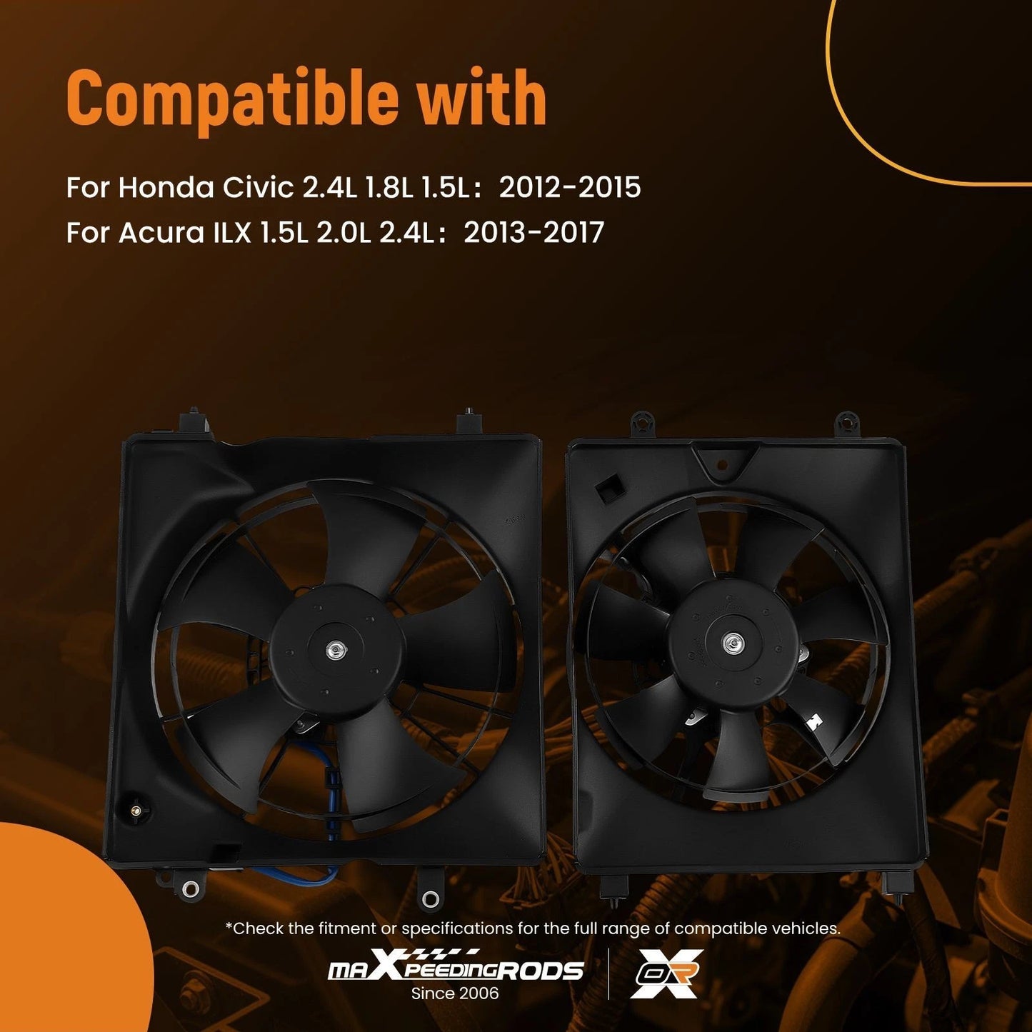 A/C Condenser Radiator Cooling Fan 2PCS for Honda Civic (2012–2015)