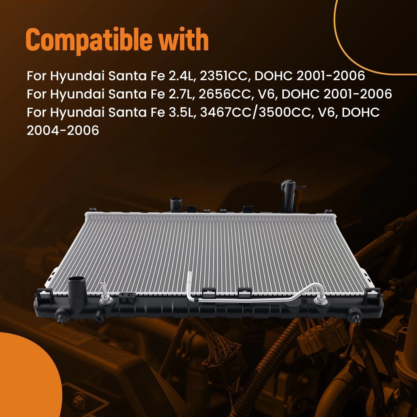 Aluminum Radiator for Hyundai Santa Fe (2001–2006)