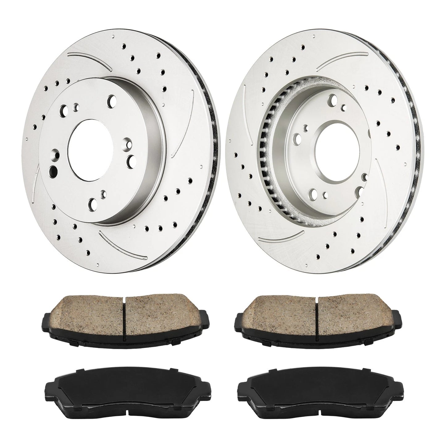 Front Drilled Slotted Brake Rotors and Ceramic Pads for Honda Civic (2015–2015)