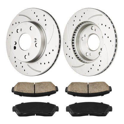 Front Drilled Slotted Brake Rotors and Ceramic Pads for Honda Civic (2015–2015)