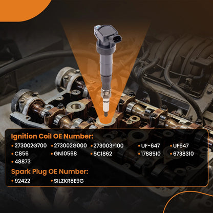 4 Ignition Coils and 4 Spark Plugs for Hyundai Santa Fe Sport 2.4L (2013-2016)