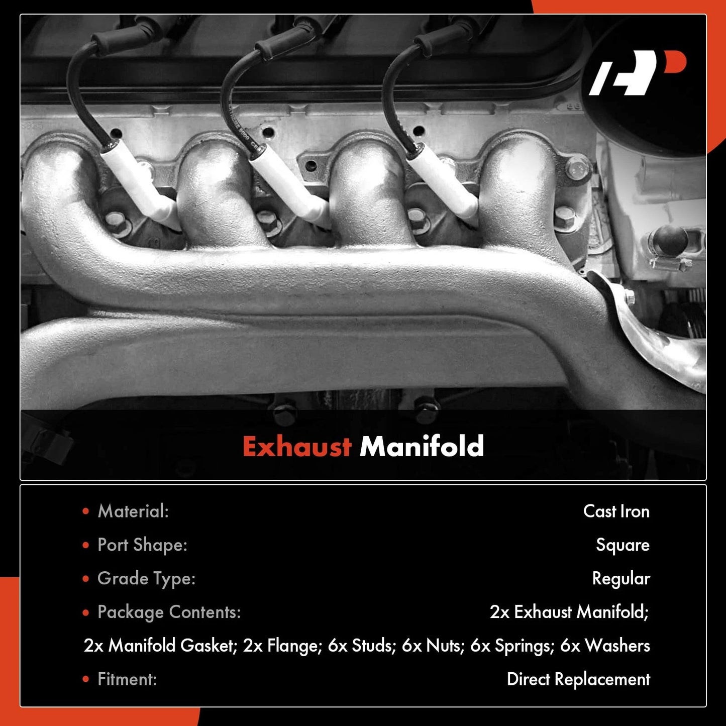 2X Exhaust Manifold with Gasket & Seal for Chevy C1500 GMC