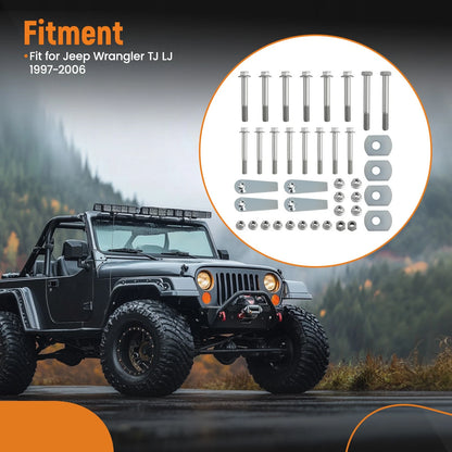Control Arm Hardware Kit for Jeep Wrangler TJ LJ (1997–2006) Zinc Plated