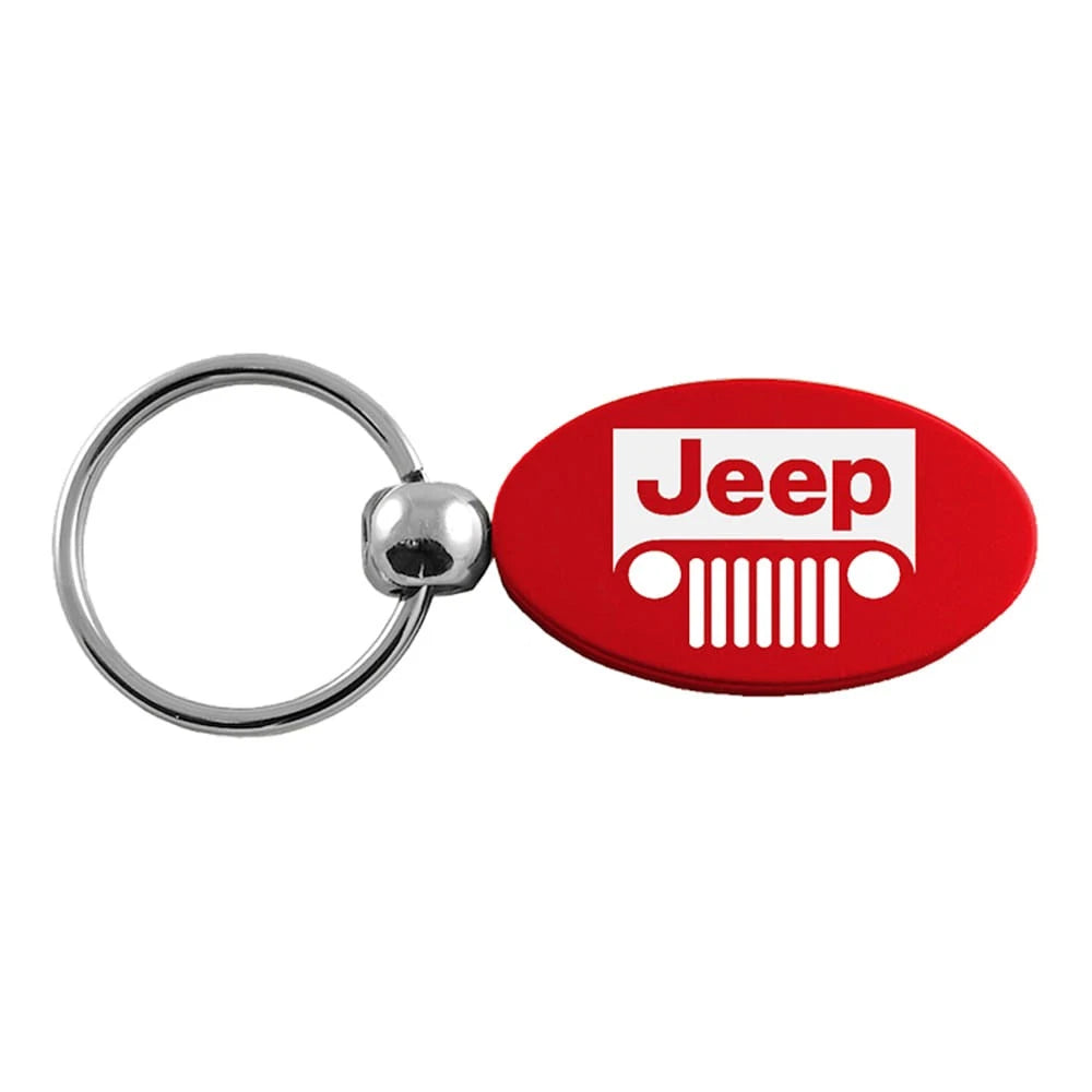 Grille on Red Oval Keychain KC1340.JEEG.RED - Officially Licensed for Jeep