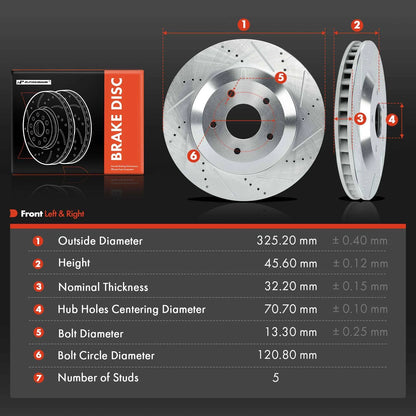 2X Front Drilled Brake Rotors for Chevy Corvette (1997–2004)