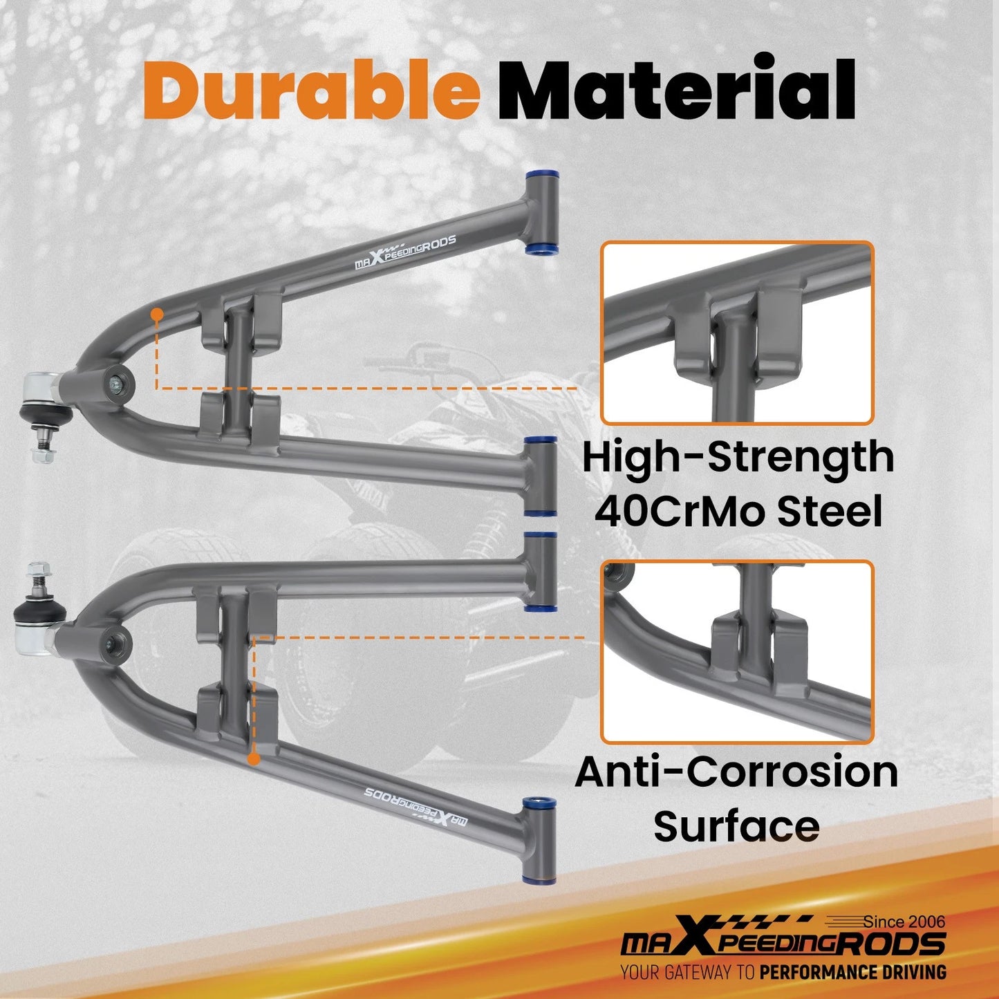 Front Upper & Lower A-Arms Left & Right for Yamaha YFZ450 (2004–2013)
