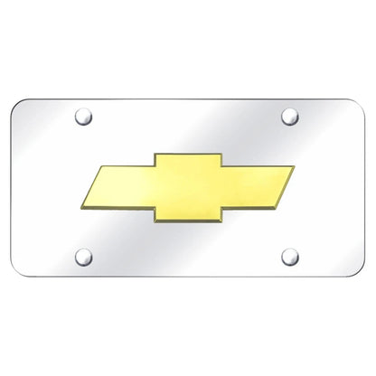 Gold New Logo on Chrome License Plate - Officially Licensed for Chevrolet