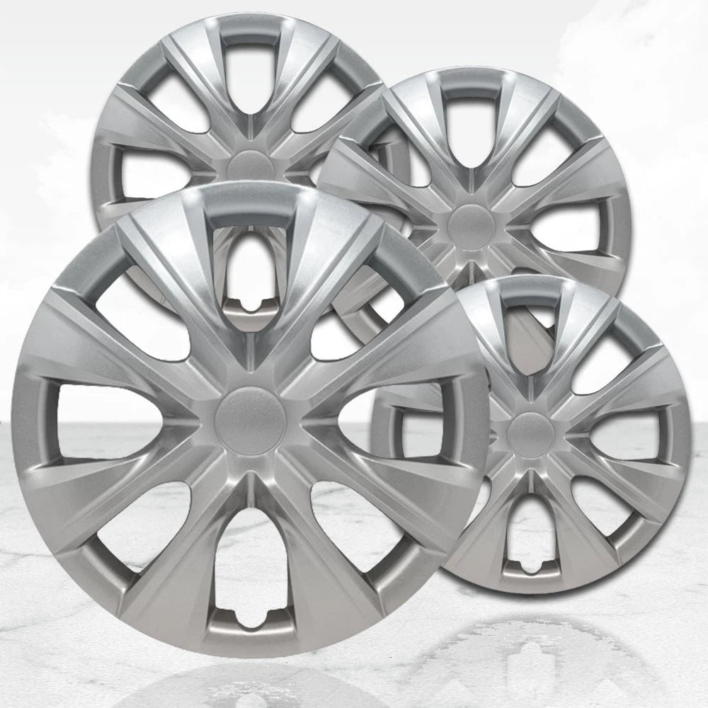 15 Inch Silver Deluxe Hubcaps Wheel Covers Set of 4 for Toyota Corolla (2005–2015)