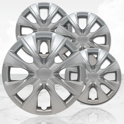 15 Inch Silver Deluxe Hubcaps Wheel Covers Set of 4 for Toyota Corolla (2005–2015)