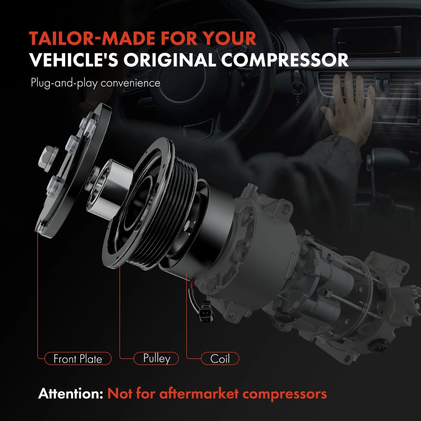 A/C Compressor Clutch Kit with 4-Groove Pulley for Chevrolet Spark (2013–2019)