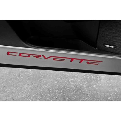 Laser Cut Door Guards with Yellow Solid Vinyl Corvette Inlay for 2005-2013 Corvette