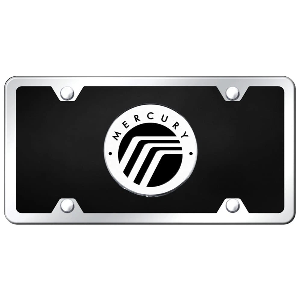 Chrome on Black Acrylic License Plate Kit - Officially Licensed for Mercury