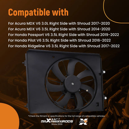Electric Radiator Cooling Fan for Acura MDX Honda Ridgeline (2018-2020)